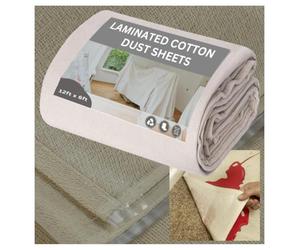 Dust Sheets for Painting & Decorating 12ft x 6ft - Laminated Cotton with Polythene Backing - Waterproof, Reusable Drop Cloths for Furniture, Floor & DIY Home Renovation(1xLT126)