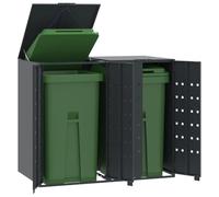 Dustbin Box Anthracite Powder-Coated Steel 138 x 79 x 117 cm with Gas Lift Lid, Front Doors, Ventilation Slots, Expandable for Garden, Patio and Outdoor Use