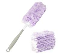 Duster Refill for Swiffer Duster, 10 Count Heavy Duty Duster Refills, Multi-Surface 360 Duster with 1 Handle Disposable Dusters for Cleaning (Purple)