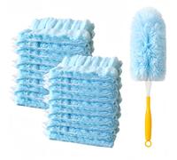 Duster Refills for Swiffer Duster, 20 Count Heavy Duty Microfiber Dusting Refills with 1 Handle, 360° Multi-Surface Disposable Dusting Pads for Furniture, Blinds, Fans, Electronics, Unscented