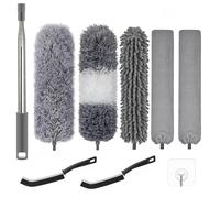 Dusters for Cleaning - 8Pcs Feather Duster Extendable Pole Up to 100'', Microfibre Feather Duster Bendable Washable Long Duster for Cleaning Ceiling Chandelier High Ceiling Furniture