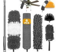 Dusters for Cleaning Extendable, 6PCS Feather Duster with 30-100 inch Telescopic Extension Pole, Detachable Bendable Washable and Reusable Dusters for Cleaning Cobweb High Ceiling Blinds Lights Cars