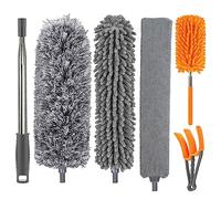 Dusters for Cleaning High Ceiling Fan, Newliton Microfiber Duster with Extension Pole 30-100" Long Handle for Ceiling Fans Blinds Cobweb Home, Orange