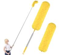 Dusters for Cleaning High Ceiling Fan, Newliton Microfiber Feather Duster with 30'' to 100'' Telescoping Extension Pole, Long Extendable Duster for Home Car Furniture Cobweb, Yellow
