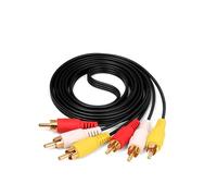 DUSTEWQ Replacement 3 RCA to 3 RCA composite extension audio video AV cable, white, yellow and red, suitable for TVs, DVD players, VCRs (5FT)