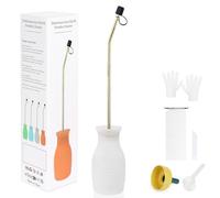 DustFlux Diatomaceous Earth Duster, 230ml Large, Powder Duster Kit with Long Copper Tube & Folding Funnel, Indoor Outdoor Silicone Sprayer Heavy Duty Bulb Applicator for Home and Garden - White
