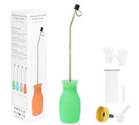 DustFlux Diatomaceous Earth Duster, 230ml Large, Powder Duster Kit with Long Copper Tube & Folding Funnel, Indoor Outdoor Silicone Sprayer Heavy Duty Bulb Applicator for Home and Garden - Green