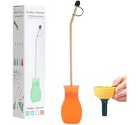 DustFlux Diatomaceous Earth Duster, Powder Duster Kit with Long Copper Tube & Folding Funnel, Indoor/Outdoor Silicone Sprayer Heavy Duty Bulb Applicator for Home, Garden and Agricultural Use - Orange