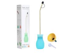 DustFlux Diatomaceous Earth Duster, Powder Duster Kit with Long Copper Tube & Folding Funnel, Indoor/Outdoor Silicone Sprayer Heavy Duty Bulb Applicator for Home, Garden and Agricultural Use - Blue