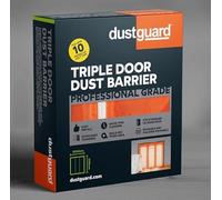 dustguard, Triple Door Dust Barrier, Easy Install (215cm H x 200cm W) Seals Off Work Area. *Professional Grade* Machine Washable & Reusable Patented Design. Includes 10m Duct Tape.