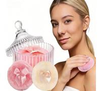 Dusting Powder Container,Powder Puff and Container,3-Piece Deluxe Powder Puff and Jar Set - Crystal Glass Storage with Two Large Reusable Puffs for Face and Body,Multi-Use Storage