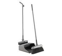 Dustpan and Broom Set, 3 Piece Sweeping Tool for Easy Cleaning, Durable Broom with Upright Dustpan and Duster, Cleaning Kit for House Kitchen Apartment Dorm Floor Garage
