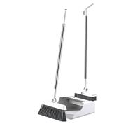 Dustpan and Broom Set - Upright Kit, Long Handle Floor Cleaner | Indoor Household Debris Collector, Kitchen Dirt Pan Combo, Hardwood Carpet Sweeping Tool, Compact Office Cleaning Accessory