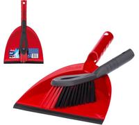 Dustpan and Brush Set 2-in-1 Handheld Sweeping Brush with Soft & Stiff Bristles, Rubber Lip, Ergonomic Handle & Clip-in Storage Ideal for Hard Floors, Tiles, Laminate, Wood