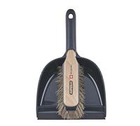 Dustpan and Brush Set - Hand Broom with Premium Soft Horsehair Bristles, Comfort Grip Beechwood Handle, All Purpose Detailed Cleaner - Swiss Made by Superio