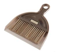 Dustpan and Brush Sets Desktop Cleaning Brush Dustpan Mini Hand Broom Soft Floor Sweeping(Long Handle Brown)