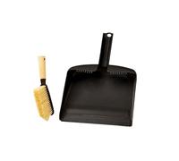 Dustpan and Brush Sets Dustpan and Brush Set with Bamboo Handle Hand Mini Broom Small for Kitchen Desktops Bedroom for Household Cleaning(Black)