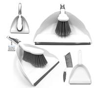 Dustpan and Brush Sets | Large Capacity Dustpan | Durable Bristles & Easy-Sweep Rubber Blade | Compact Storage | Dust pan and Brush Lightweight Design | Choice of Colour - Grey