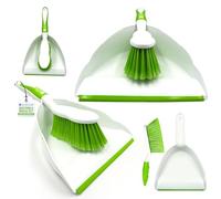 Dustpan and Brush Sets | Large Capacity Dustpan | Durable Bristles & Easy-Sweep Rubber Blade | Compact Storage | Dust pan and Brush Lightweight Design | Choice of Colour - Green