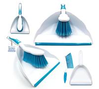 Dustpan and Brush Sets | Large Capacity Dustpan | Durable Bristles & Easy-Sweep Rubber Blade | Compact Storage | Dust pan and Brush Lightweight Design | Choice of Colour - Blue