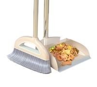 Dustpan Broom Set - 88x29cm Floor Cleaning Brush, long handle sweeping tool | ergonomic pp stainless steel design, upright standing dust collector durable household cleaning solution kitchen garage do