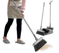 Dustpan Broom Set - Sweeping Duster Tool, Lightweight Ergonomic Design, Clean Gadget, Home Cleaning Gadget for Kitchen Apartment Indoor Outdoor Floor Dorm Garage, Cleaning Sets, White Gray