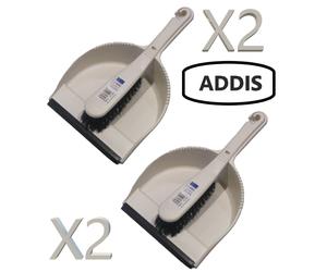 Dustpan & Brush Set Stiff Bristles Hand Dust Pan Cream Household Cleaning x 2