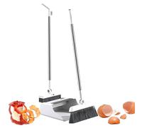 Dustpan Set with Broom - Cleaning Tool Duster Gadgets | Broom & Dustpan Set with Long Handle | PP & Stainless Steel Household Cleaning for Home, Kitchen, Office, Dormitory | Indoor & Outdoor