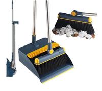 Dustpan, Standing Broom and Dustpan Set, Long Handled Dustpan and Brush Scoop with Teeth for Home Cleaning, Kitchen,