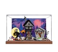 Dustproof Acrylic Display Box Compatible with Lego 21351 The Nightmare Before Christmas Display Case, Dustproof Box, Storage Box, Display Box (Only Display Box) (Wood Color Painted)
