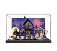 Dustproof Acrylic Display Box Compatible with Lego 21351 The Nightmare Before Christmas Display Case, Dustproof Box, Storage Box, Display Box (Only Display Box) (Balck Painted)