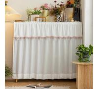 Dustproof Cabinet Cover with Adhesive Strip Gauze Shelf Protector Pom pom Tassels Clutter Concealer for Open Cabinets & Sinks 70x150cm/27.5x59in