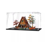 Dustproof clear acrylic display box, compatible with lego 21338 A-frame log cabin model set display box, storage box, display cabinet (display box only) (Black base 3mm)