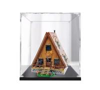 Dustproof clear acrylic display box, compatible with lego 21338 A-frame log cabin model set display box, storage box, display cabinet (display box only) (Black base 3mm)