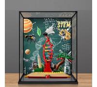 Dustproof clear acrylic display box, compatible with lego 21355 Knowledge is power model set display box, storage box, display cabinet (display box only) (Black base+background)