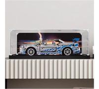 Dustproof clear acrylic display box, compatible with lego 42210 Fast and Furious Racing model set display box, storage box, display cabinet (display box only) (Black base+background3mm)