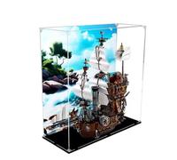 Dustproof clear acrylic display box, compatible with lego 70810 Vessel model set display box, storage box, display cabinet (display box only) (Black base+background)