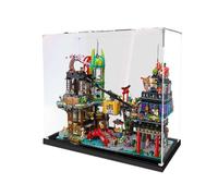 Dustproof clear acrylic display box, compatible with lego 71799 City Market model set display box, storage box, display cabinet (display box only) (Black base 3mm)