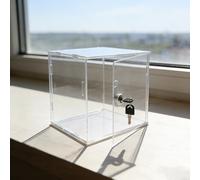 Dustproof Clear Acrylic Display Case, Lockable Showcase for Collectibles/Crafts/Miniatures, Visible Rectangular Desktop Decoration Box(15x25xH10cm/6x10x4")
