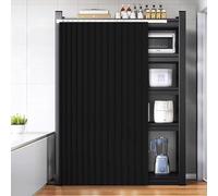 Dustproof Closet Curtains for Open Shelves Sliding Wardrobe Drapes Kitchen Cabinet Track Curtains - 90x150cm Chic Storage Solution to Keep Your Space Organized