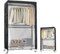 Dustproof Clothes Rail Cover, Crafted from heavy-duty 210D Oxford fabric with Transparent Window Garment Bags for Coat Long Dresses Home Bedroom, Black (36x16x72inch)