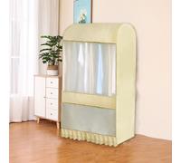 Dustproof Clothes Rail Cover, Large Capacity Reusable Garment Rack Cover with 2 Zipper, Transparent Window PEVA Hanging Garment Storage Cover for Clothes rack and Wardrobe(Beige,100 * 150 * 50cm)