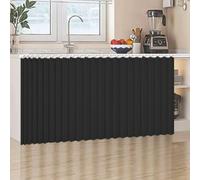 Dustproof Curtains for Open Shelves, Waterproof Linen Material, Self-Adhesive Sliding Wardrobe Curtain with Rail, Ideal for Kitchen and Living Spaces, Size W120cm/H120cm