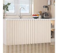 Dustproof Curtains for Open Shelves, Waterproof Linen Material, Self-Adhesive Sliding Wardrobe Curtain with Rail, Ideal for Kitchen and Living Spaces, Size W120cm/H120cm
