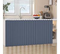 Dustproof Curtains for Open Shelves, Waterproof Linen Material, Self-Adhesive Sliding Wardrobe Curtain with Rail, Ideal for Kitchen and Living Spaces, Size W120cm/H120cm