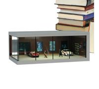 Dustproof Display Cabinet - LED Illuminated Organizer, Realistic Parking Space Box | Stackable Toy Vehicle Container with Clear Cover for Car Models Collector Shelf Setup and Mini Auto Exhibition