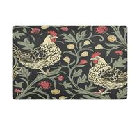 Dustproof Floor Mat 32x20in Non Slip Rubber All-Season All-Weather for Entryway Front Back Door William Morris Chicken Dark Red Black tapetes de pasillo