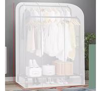 Dustproof Hanging Clothes Rail Cover,3.94-6.56 ft PEVA Clothes Covers Protector Bag with Zip,Clear Over Cover for Garment Clothes Rack for Dresses,Suits,Coats(Transparent,200x50x150cm)