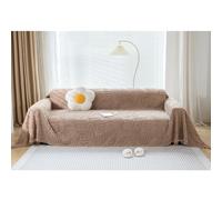 Dustproof Leaf Pattern Plush Sofa Throw Blanket Soft & Warm 3 Seater Sofa Cover Easy to Lay Protector for Living Room Décor (180x300cm Brown)