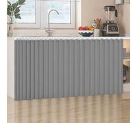 Dustproof Linen Waterproof Sliding Wardrobe for Open Shelves Self-Adhesive Closet Cover with Sliding Rail Gray 60cm W x 200cm H Perfect for Kitchen Storage Solutions